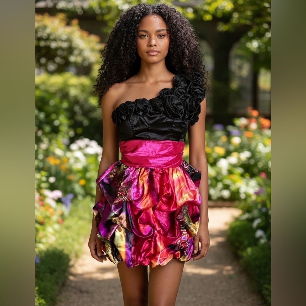 Speechless sateen one shoulder mini tiers dress 5